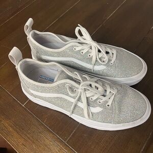 Converse ladies size 11 silver glitter low top skater shoes